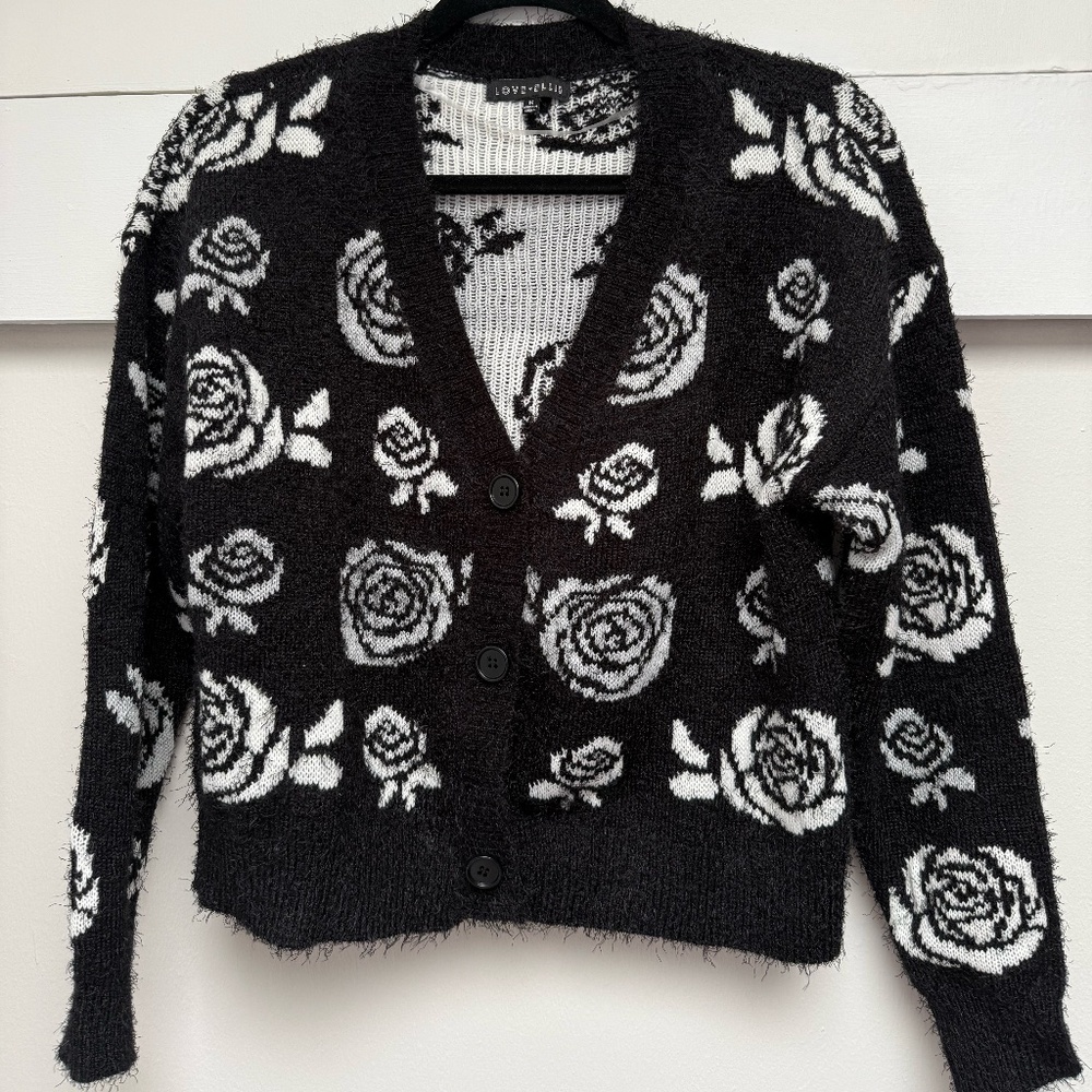 Black and White Rose cardigan